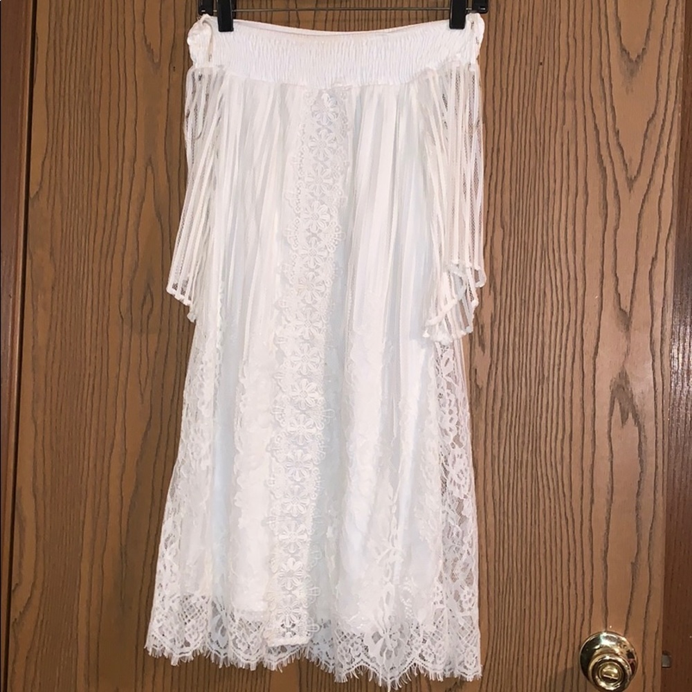 White Floral Dress Off the Shoulder